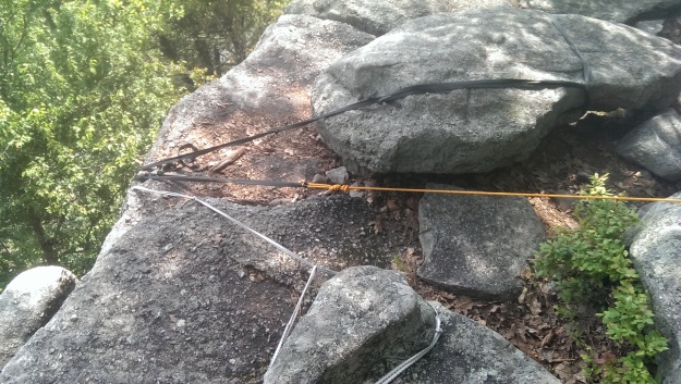 Allergic to Metal Top Rope Anchor, witnessed in The Gunks. 