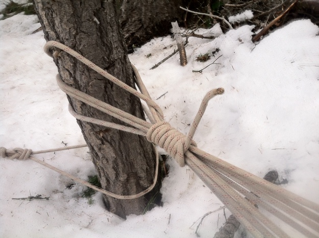 Bow Tie Ice Climbing Anchor from Another Angle.