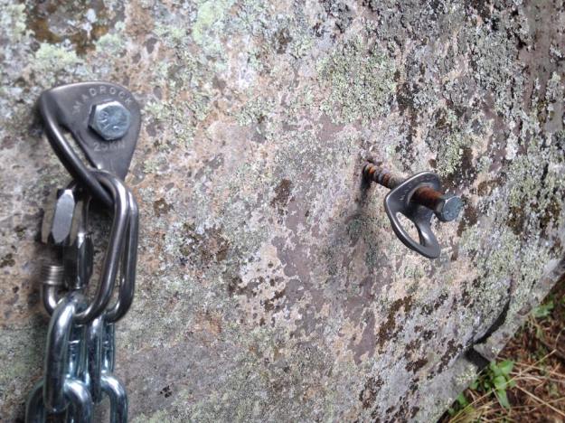 Rusty rappel station bolt. Wait, what is that?